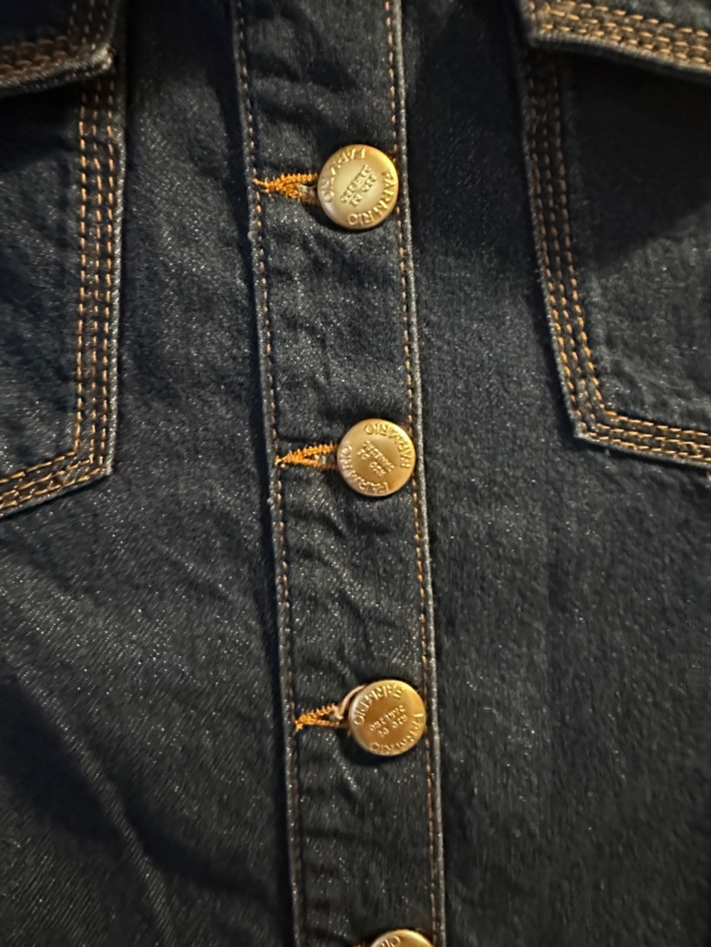 FARM Rio Dark Blue Button-Front Denim Mini Skirt - Picture 4 of 4